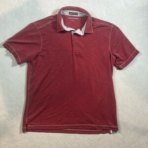Johnston & Murphy Heather Red Size Medium Soft Cotton Polo Shirt Short Sleeve